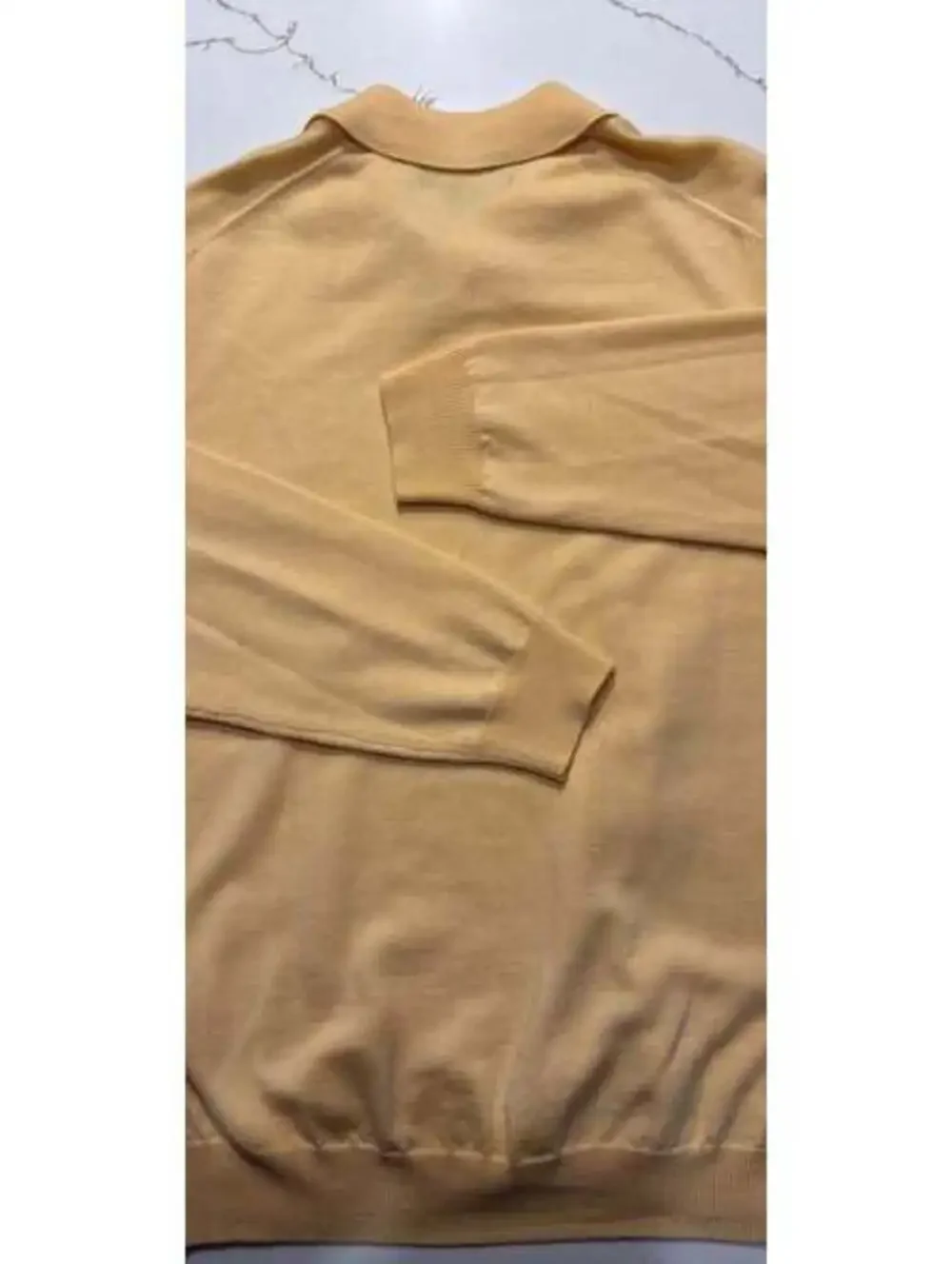 Brooks Brothers Fone Merino 100% Wool Polo Sweater Medium Mustard Yellow